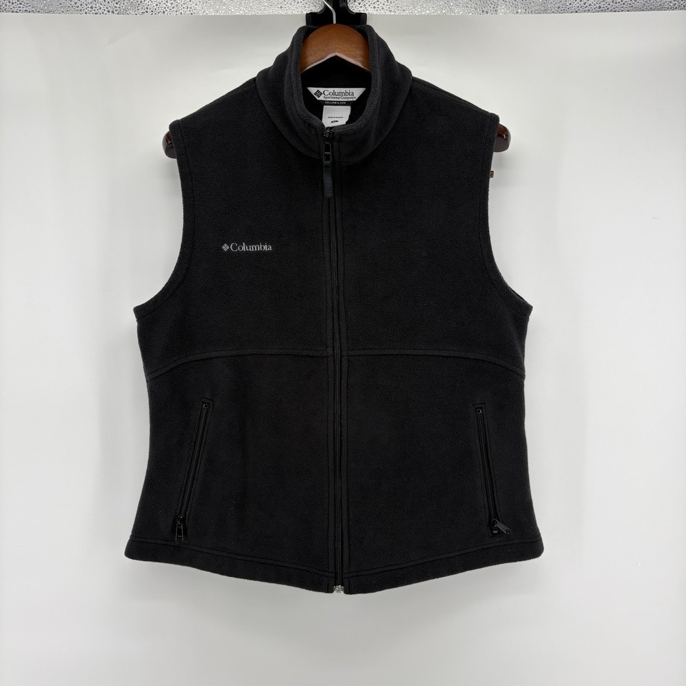Columbia Vest Women's XL Black Cathedral Peak Full Zip Fleece Sleeveless Outdoor